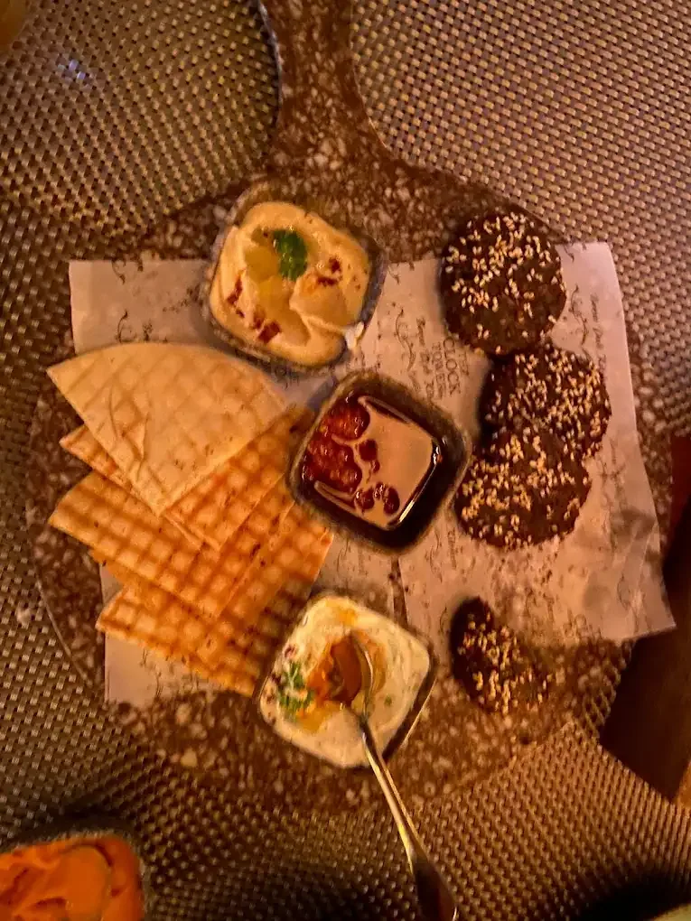 Veg Mezze Platter — falafel, hummus and pita