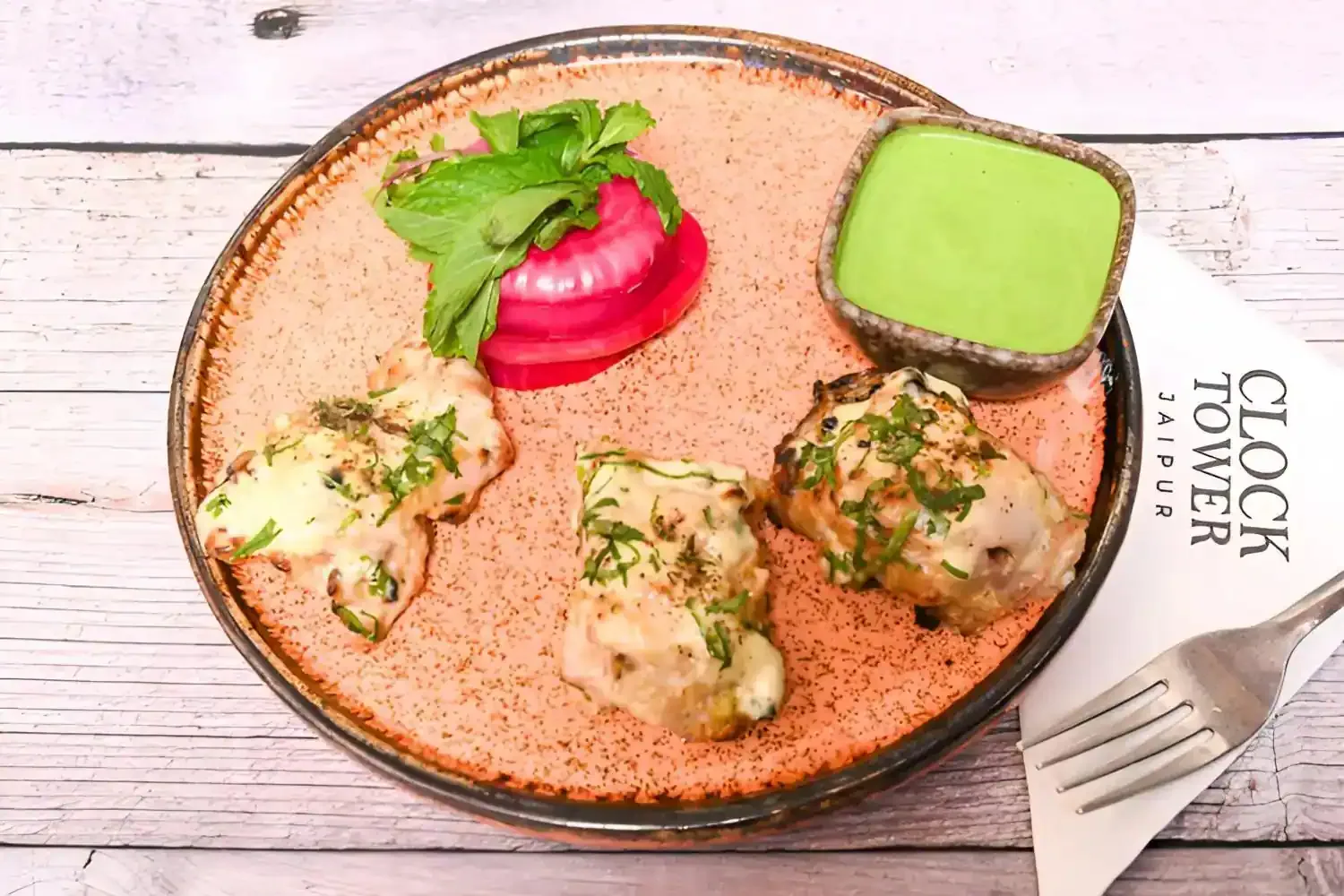 From the Indian Charcoal Oven, with mint chutney